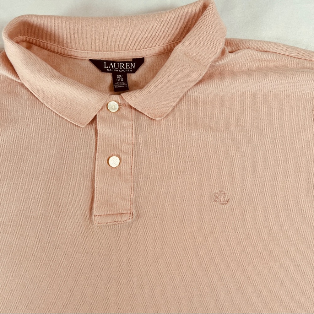 Lauren Ralph Lauren Mens 3X Peach Pink Short Sleeve Cotton Blend Polo Shirt